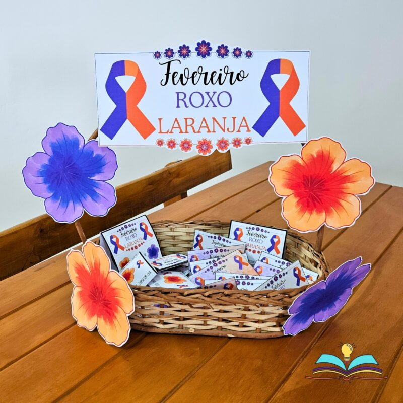 Cesta - Fevereiro Roxo e Laranja